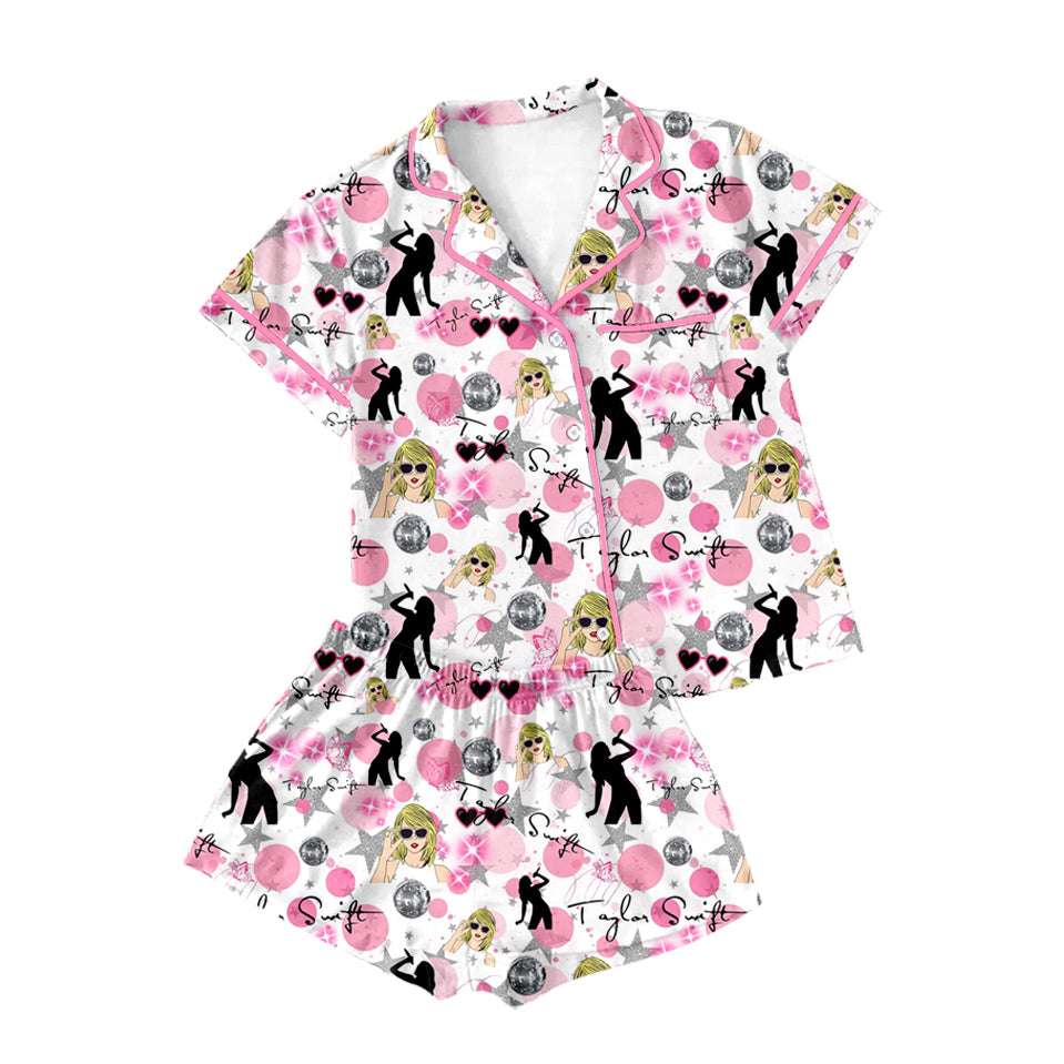 preorder GSSO1777 Taylor Country Singer Pink Short Sleeve Shorts Adult Pajamas
