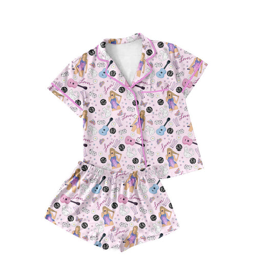 preorder GSSO1778 Taylor Country Singer Purple Short Sleeve Shorts Adult Pajamas