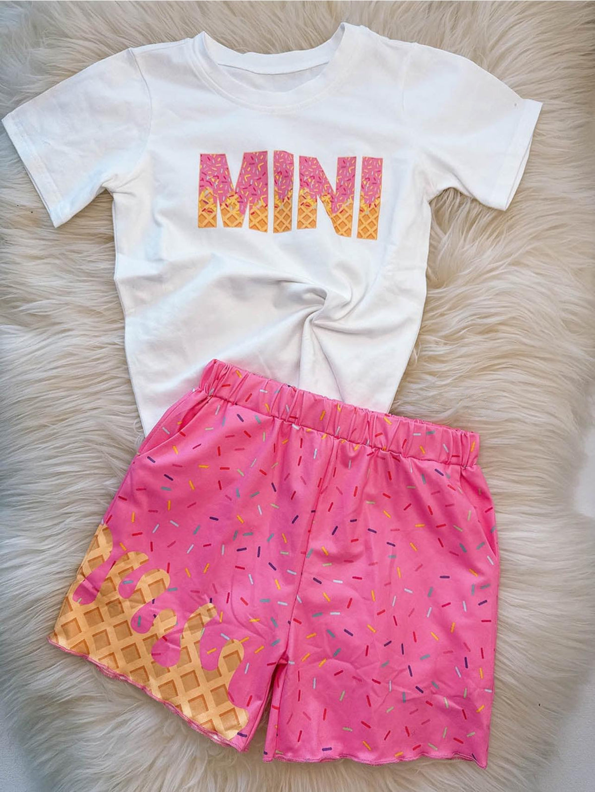preorder GSSO2522 ice mini short sleeve hot pink ice shorts girls set