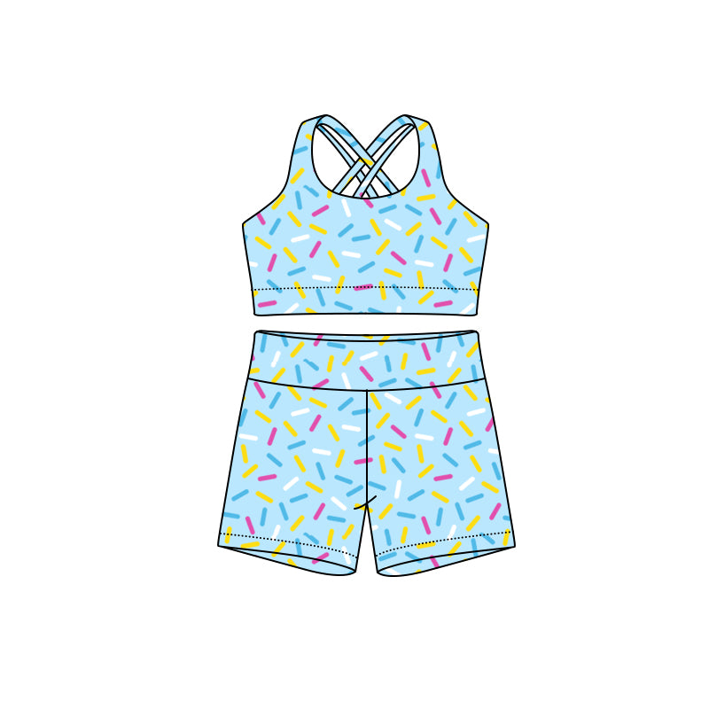 preorder GSSO2695 ice light blue sleeveless shorts adult set