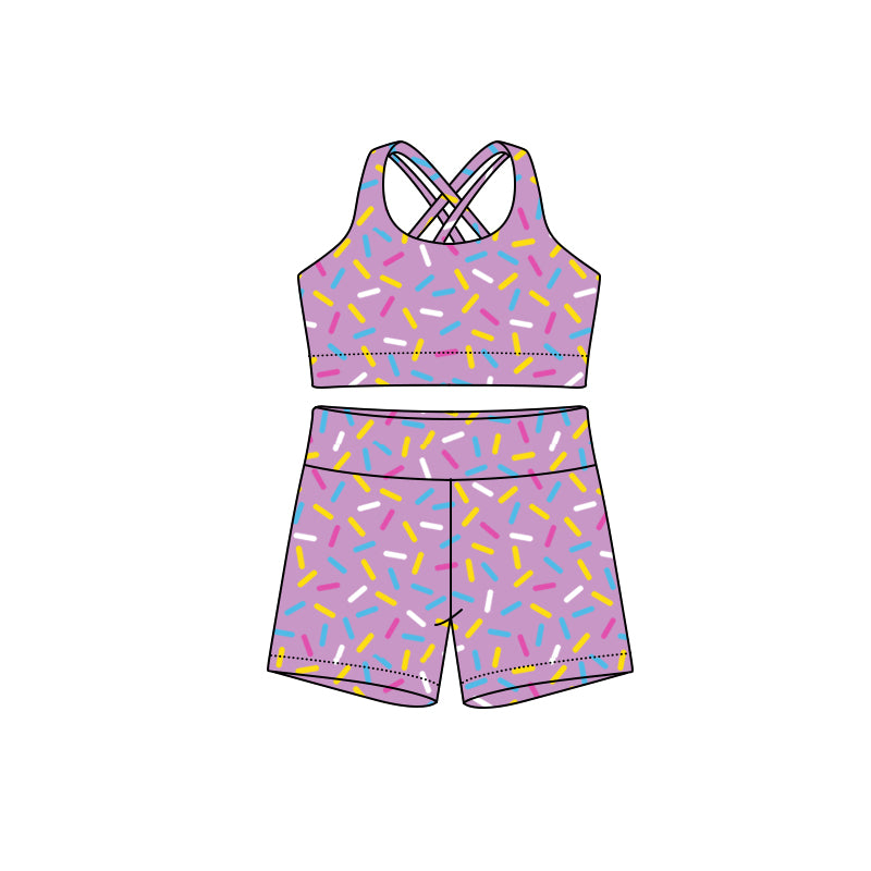 preorder GSSO2696 ice light purple sleeveless shorts adult set