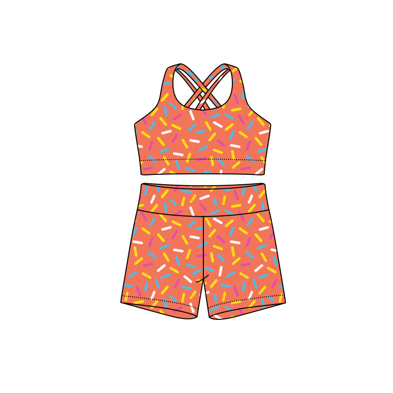 preorder GSSO2697 ice light orange sleeveless shorts adult set