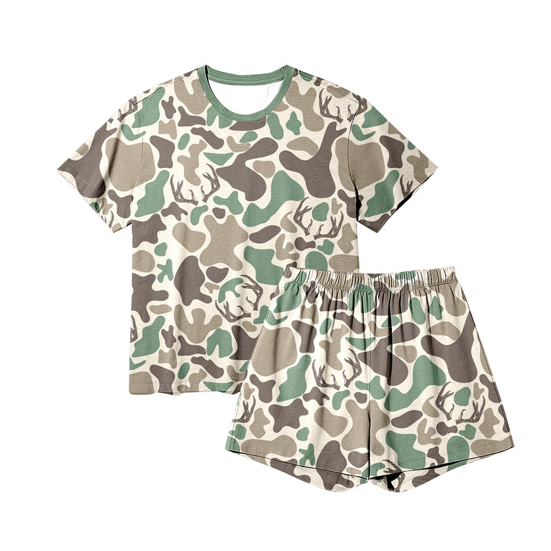 preorder GSSO2710 hunting camo deer short sleeve shorts adult women pajamas