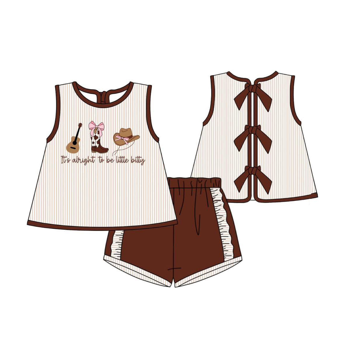 preorder GSSO2763 it's alright to be little butty sleeveless brown shorts girls set