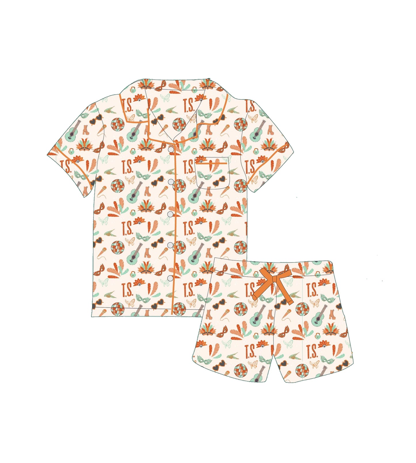 preorder GSSO2803 Taylor TS country singer pocket short sleeve shorts girls pajamas
