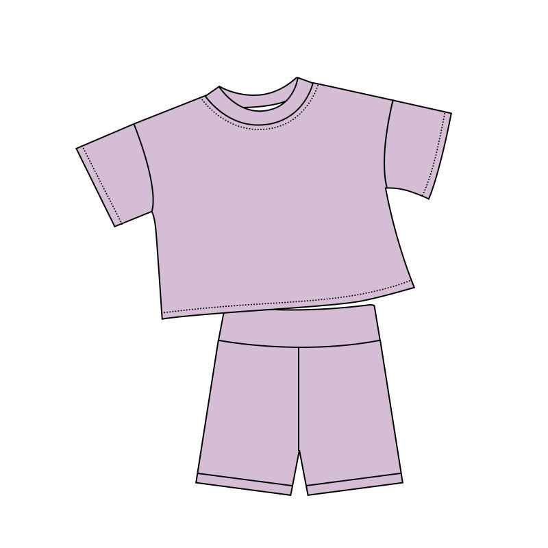 preorder GSSO2975 Purple Short Sleeve Shorts Girls Set