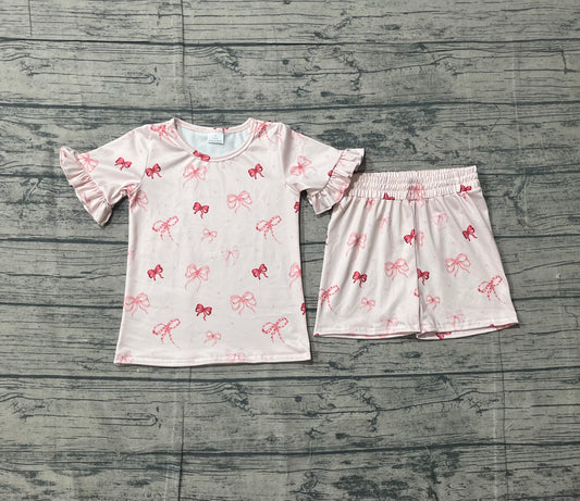 preorder Samples GSSO3021 Dace Shoe Bows Pink Short Sleeve Shorts Girls Pajamas