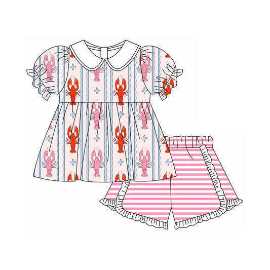 preorder GSSO3030 Crayfish Short Sleeve Pink Shorts Girls Set