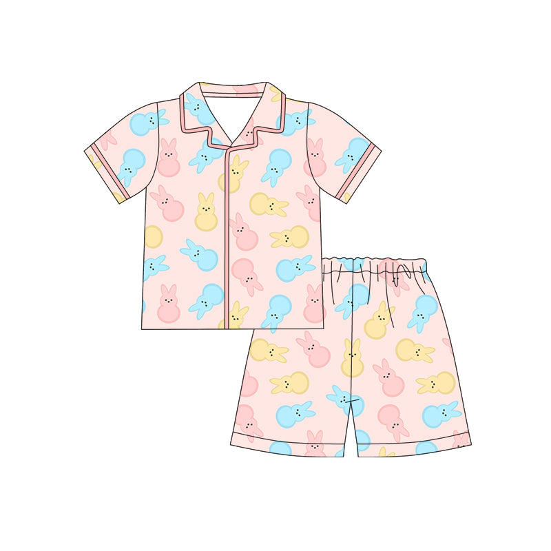 preorder GSSO3088 Easter Bunny Rabbit Short Sleeve Shorts Girls Pajamas
