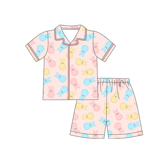 preorder GSSO3088 Easter Bunny Rabbit Short Sleeve Shorts Girls Pajamas
