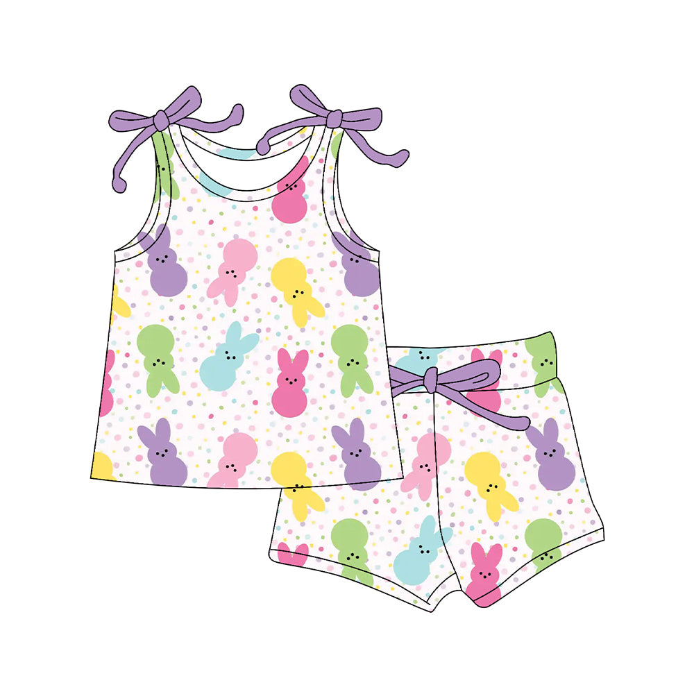 preorder GSSO3092 Easter Bunny Rabbit Sleeveless Shorts Girls Set