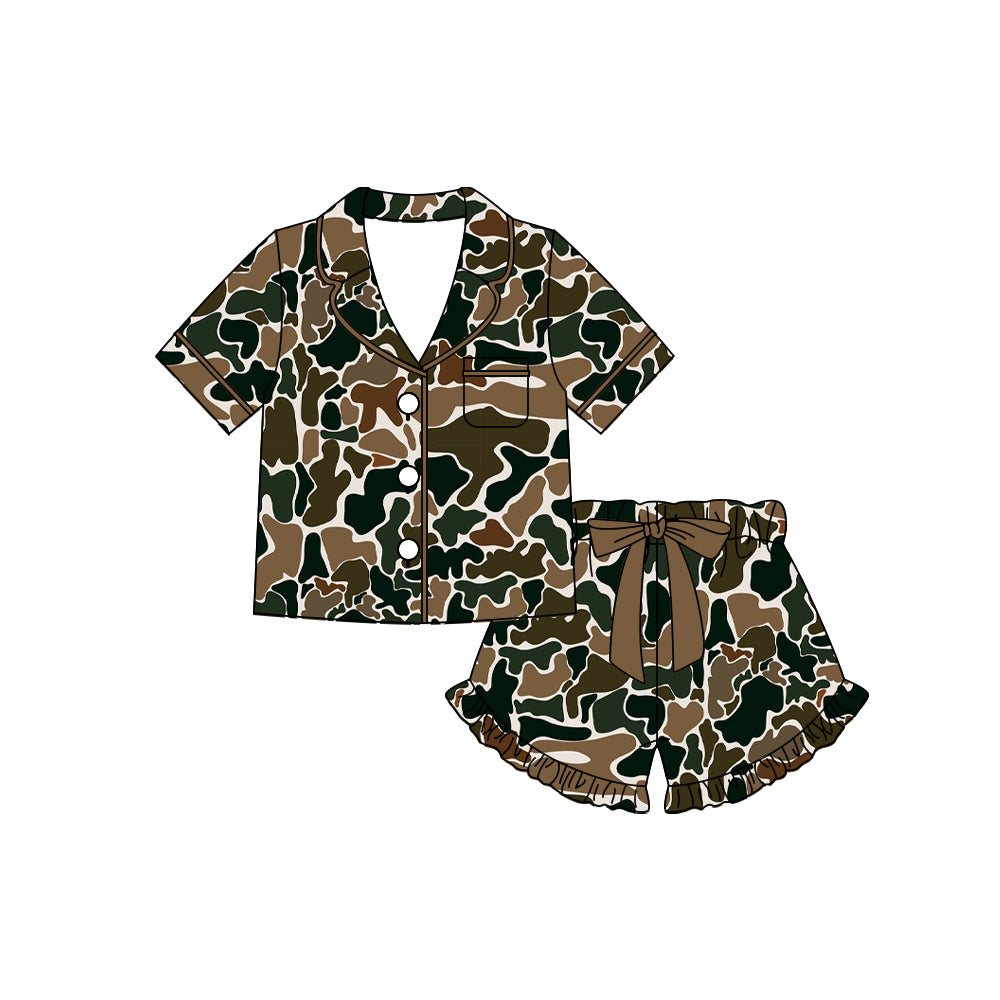 preorder GSSO3123 Camo Short Sleeve Shorts Girls Set