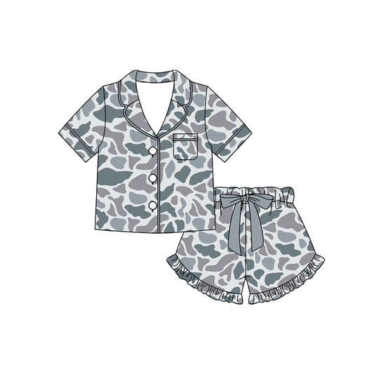 preorder GSSO3124 Camo Short Sleeve Shorts Girls Set
