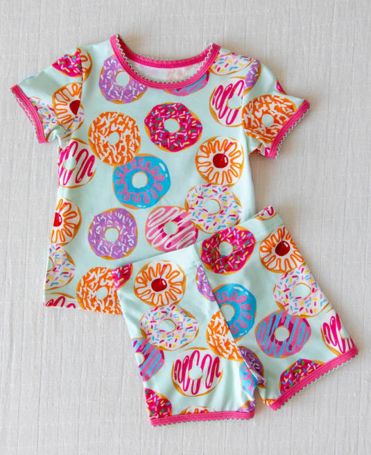 preorder GSSO3132 Colorful Dount Short Sleeve Shorts Girls Pajamas