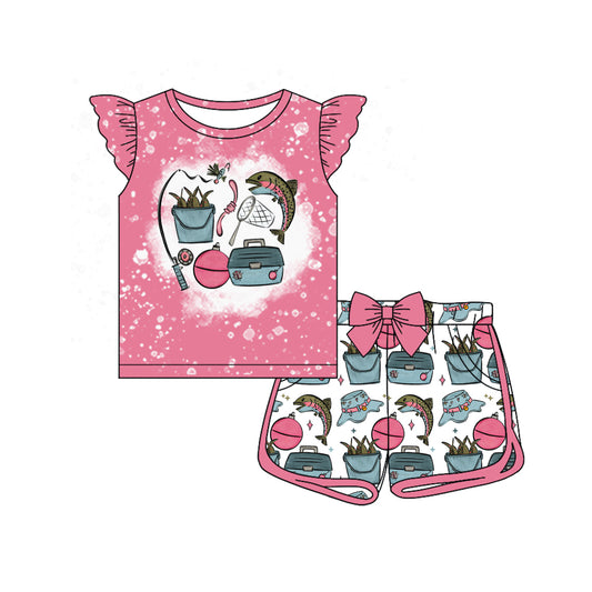 preorder GSSO3157 Fishing Flutter Sleeve Shorts Girls Set
