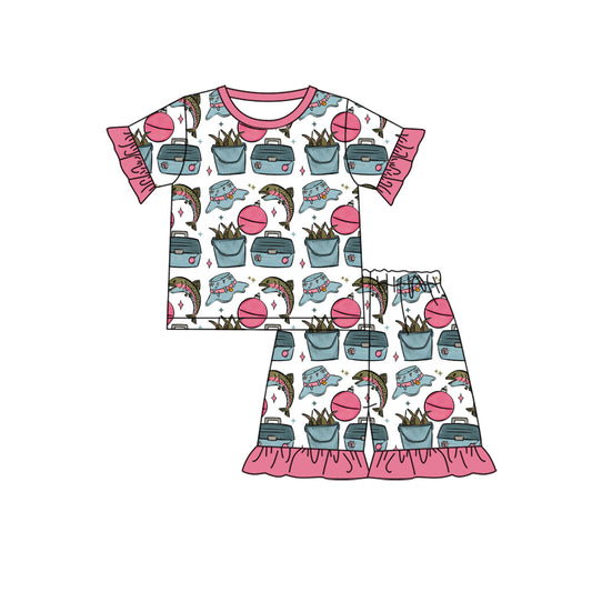 preorder GSSO3158 Fishing Flutter Sleeve Shorts Girls Set