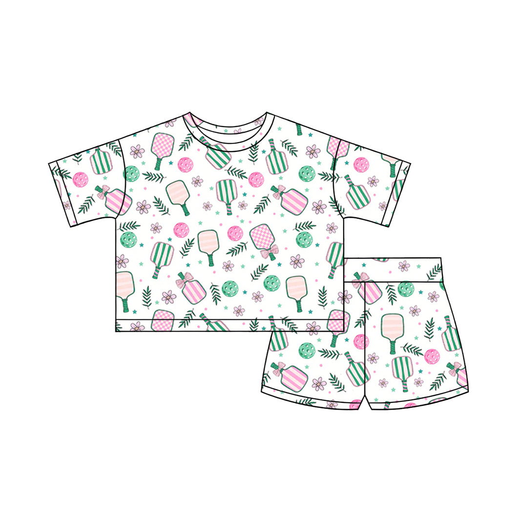 preorder GSSO3160 Pickleball Pink Short Sleeve Shorts Girls Set