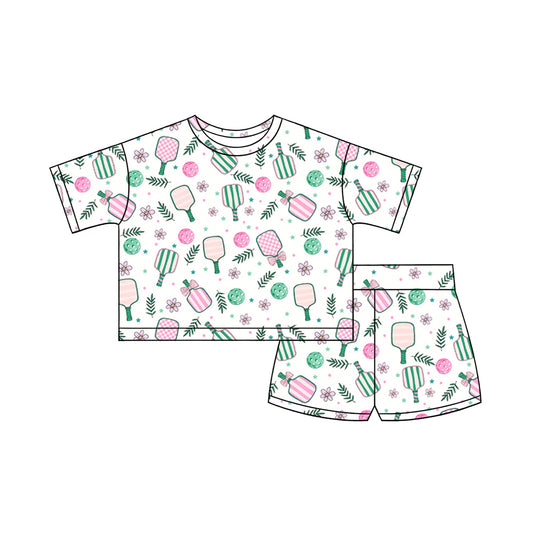 preorder GSSO3160 Pickleball Pink Short Sleeve Shorts Girls Set