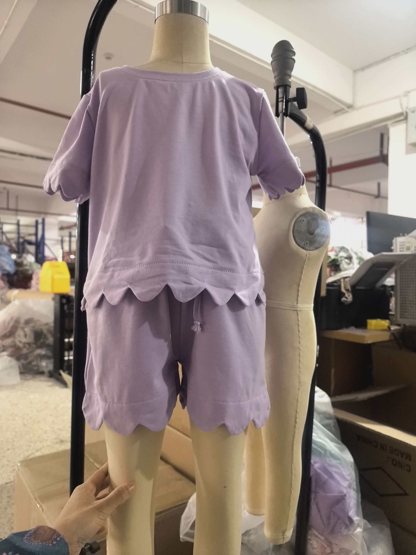 preorder Samples GSSO3171 Purple Short Sleeve Shorts Girls Set