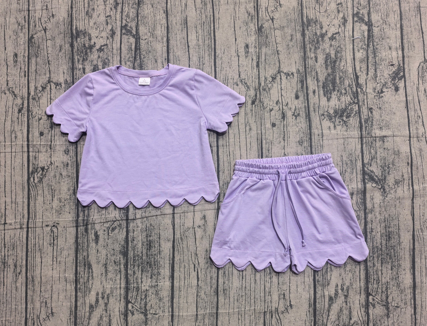preorder Samples GSSO3171 Purple Short Sleeve Shorts Girls Set
