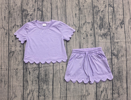 preorder Samples GSSO3171 Purple Short Sleeve Shorts Girls Set