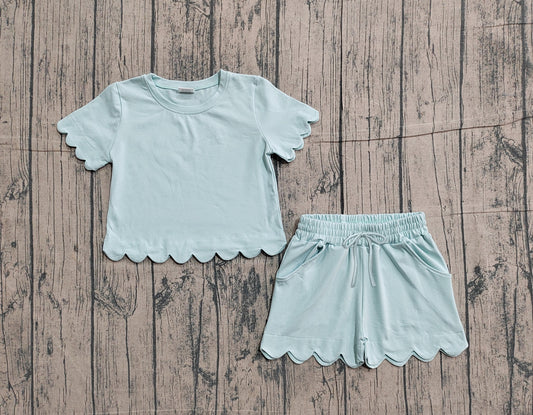 preorder Samples GSSO3174 Blue Short Sleeve Shorts Girls Set