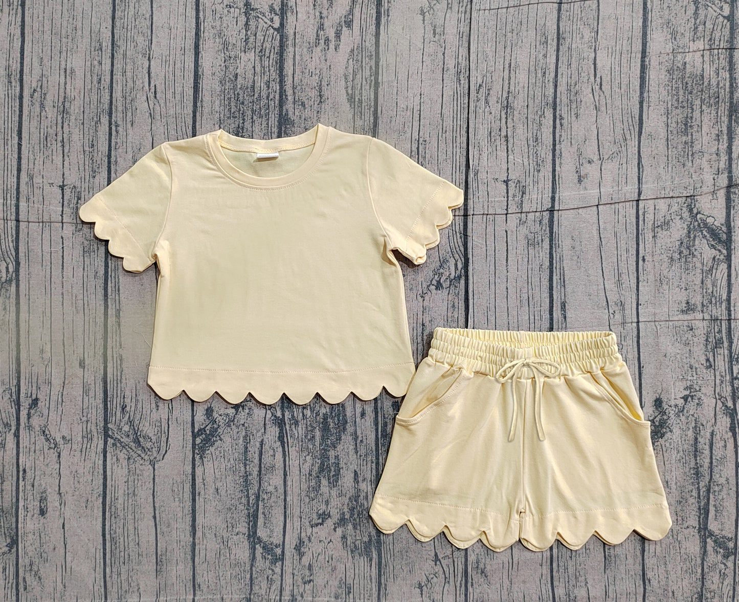 preorder Samples GSSO3175 Yellow Short Sleeve Shorts Girls Set