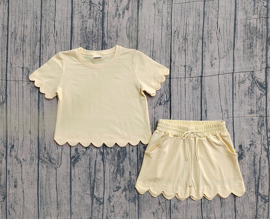 preorder Samples GSSO3175 Yellow Short Sleeve Shorts Girls Set