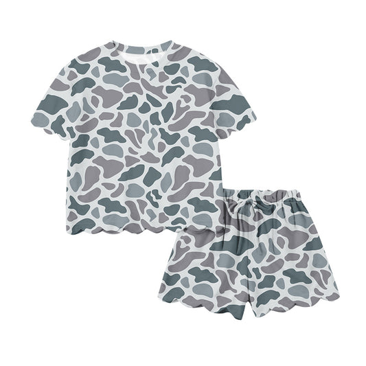 preorder GSSO32246 Hunting Camo Short Sleeve Shorts Girls Set