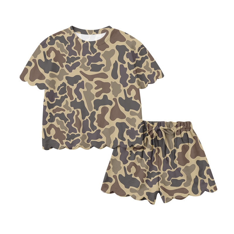 preorder GSSO32247 Hunting Camo Short Sleeve Shorts Girls Set