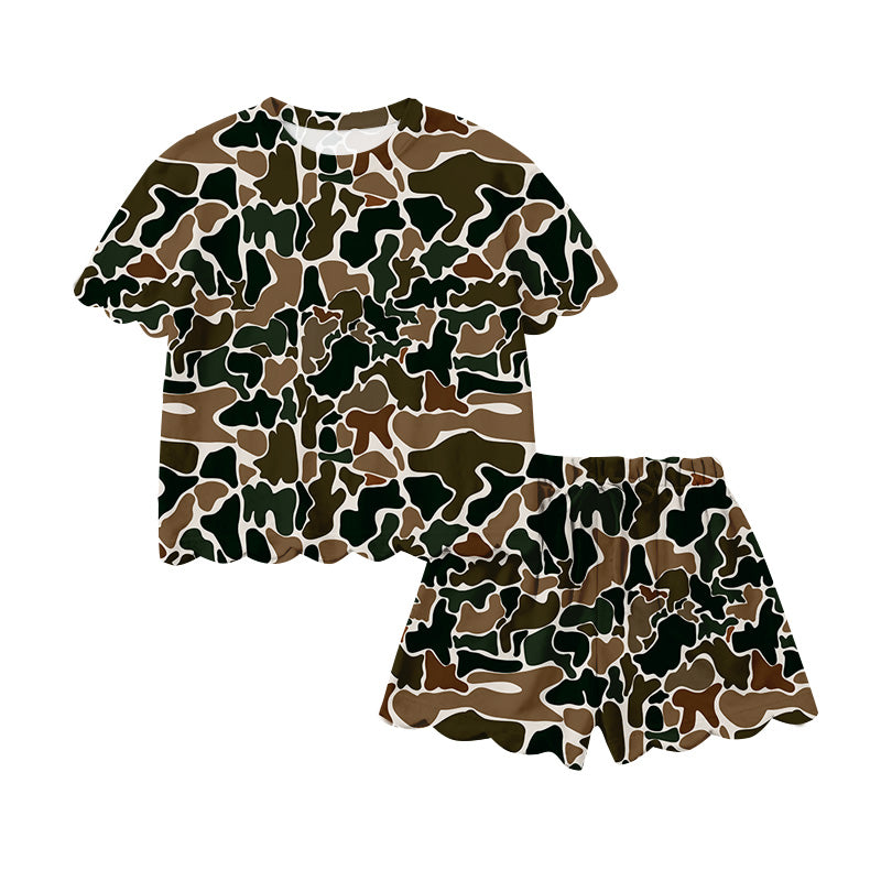 preorder GSSO32248 Hunting Camo Short Sleeve Shorts Girls Set