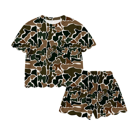 preorder GSSO32248 Hunting Camo Short Sleeve Shorts Girls Set