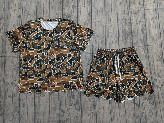preorder Samples GSSO3234 Scallop Camo Short Sleeve Shorts Adult Women Set