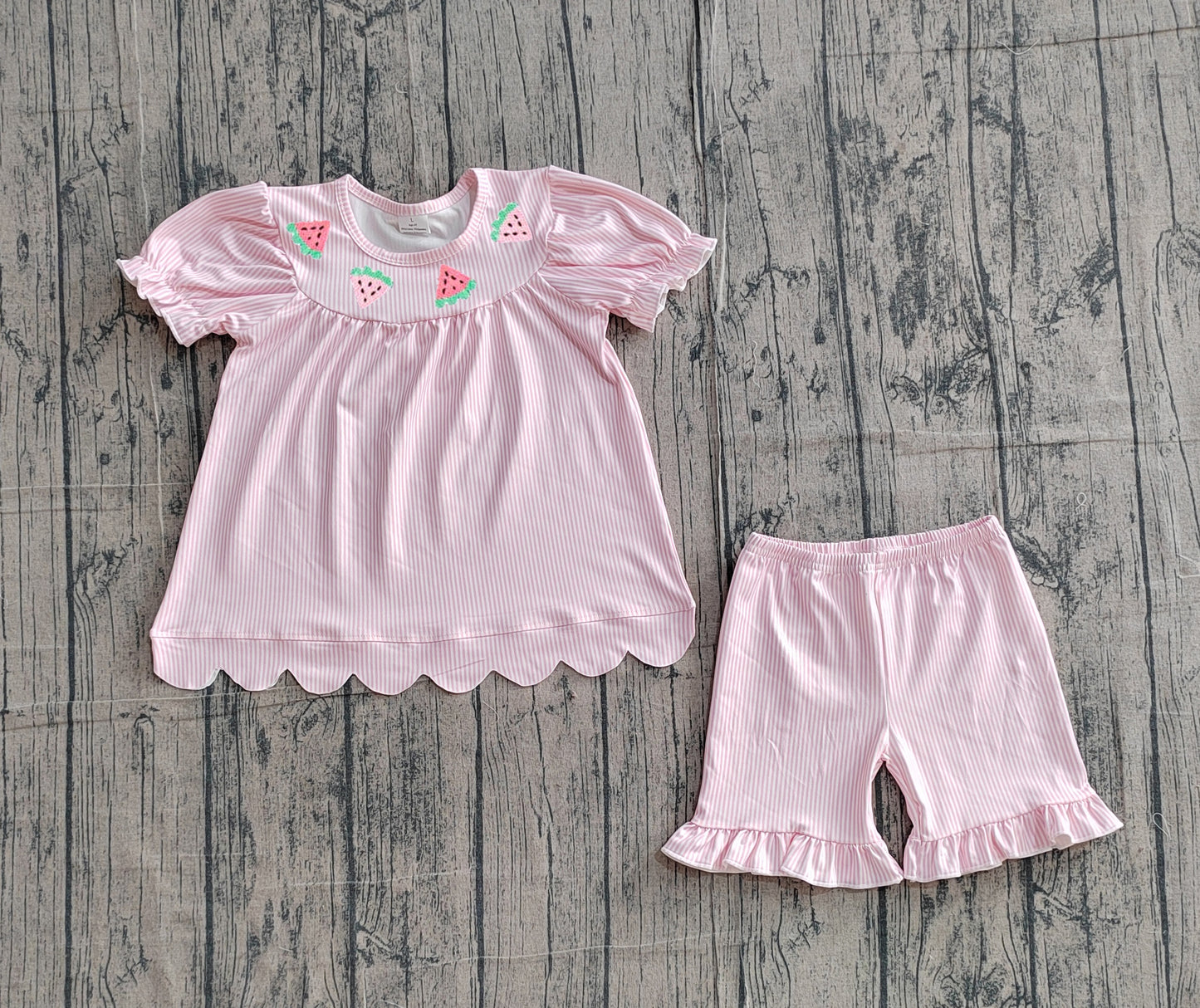 preorder Samples GSSO3239 Colorful Shell Short Sleeve Shorts Girls Set