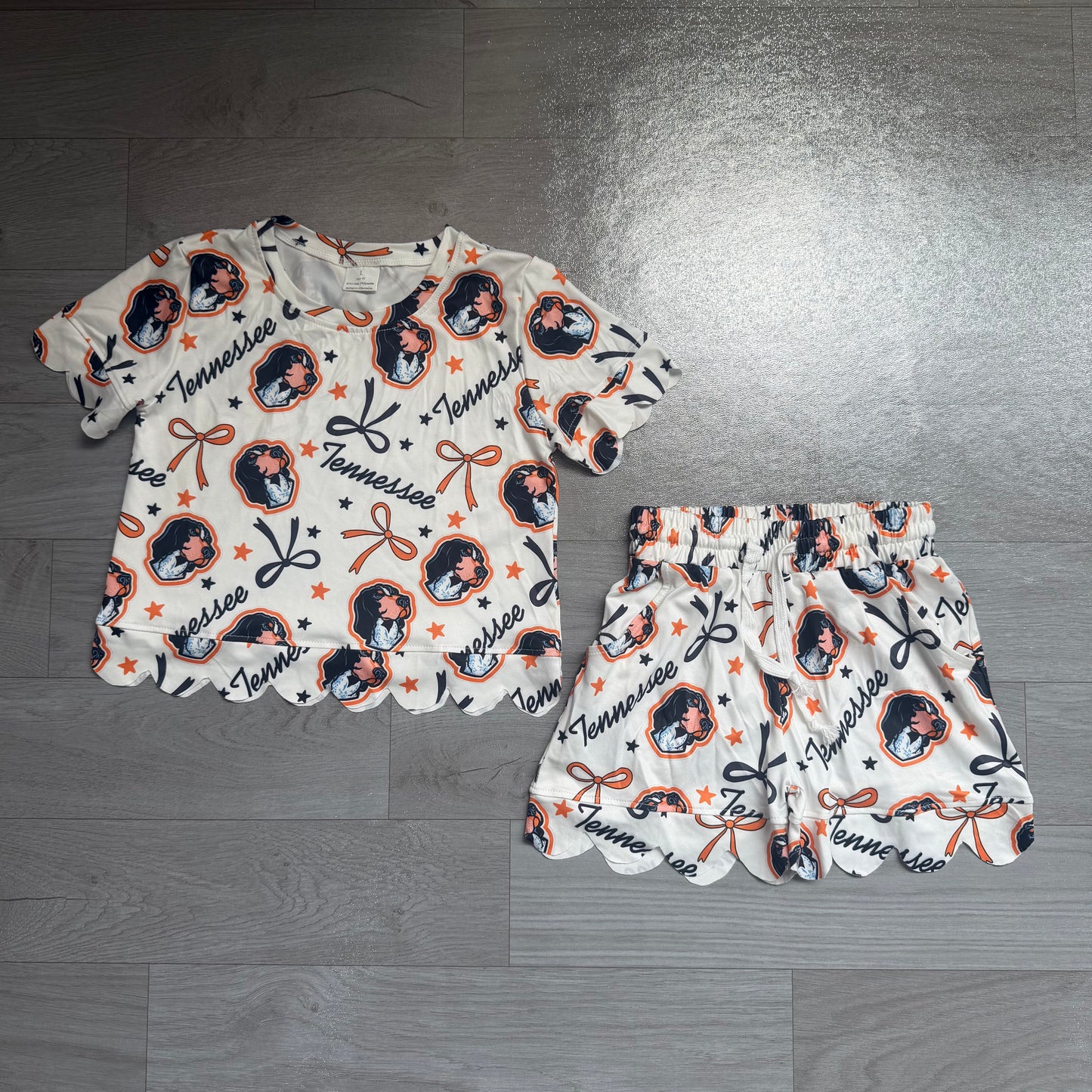 preorder Sampels GSSO3251 Football Item Bows Short Sleeve Shorts Girls Set