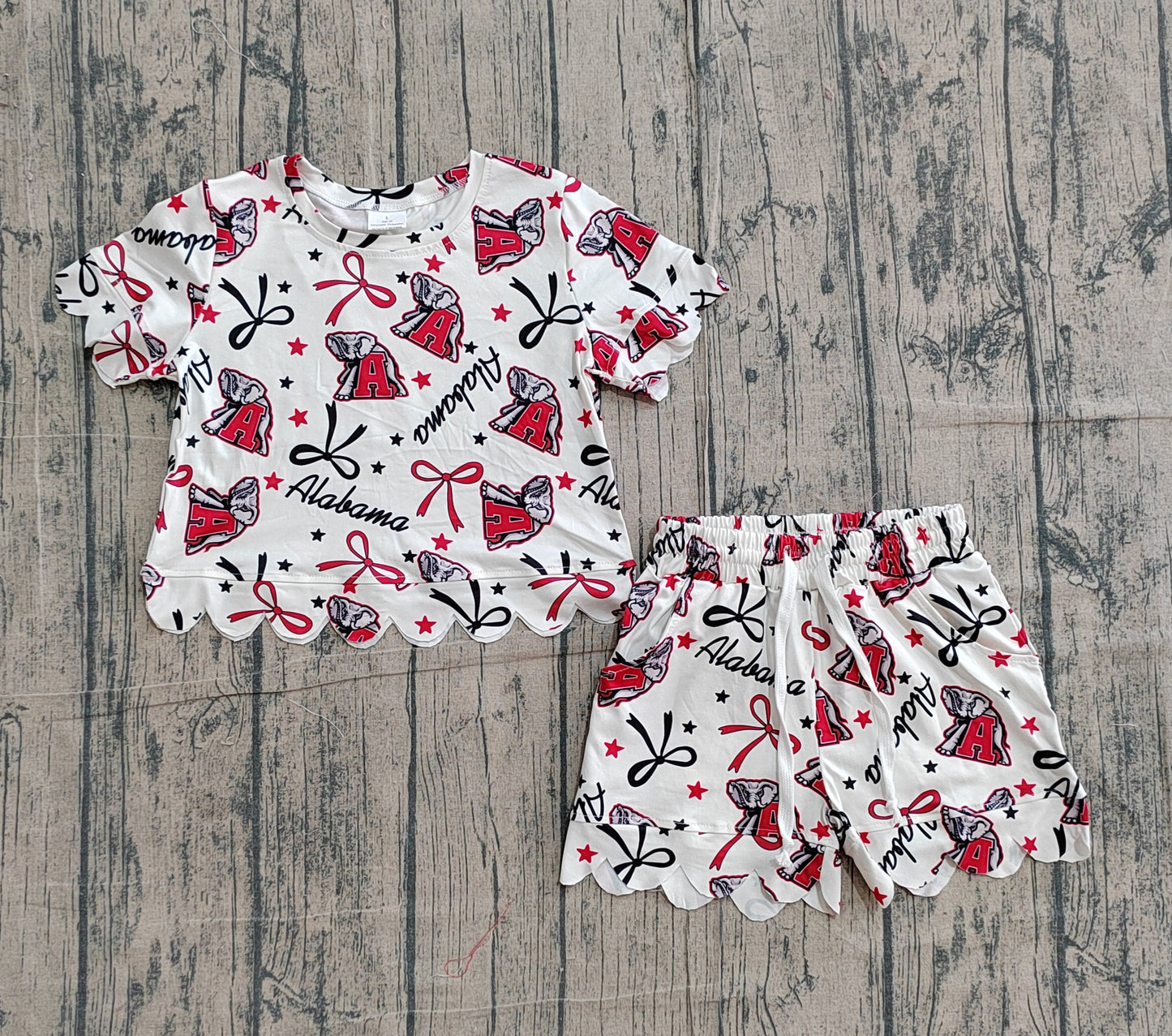 preorder Samples GSSO3253 Football Item Elephant Bows Short Sleeve Shorts Girls Set