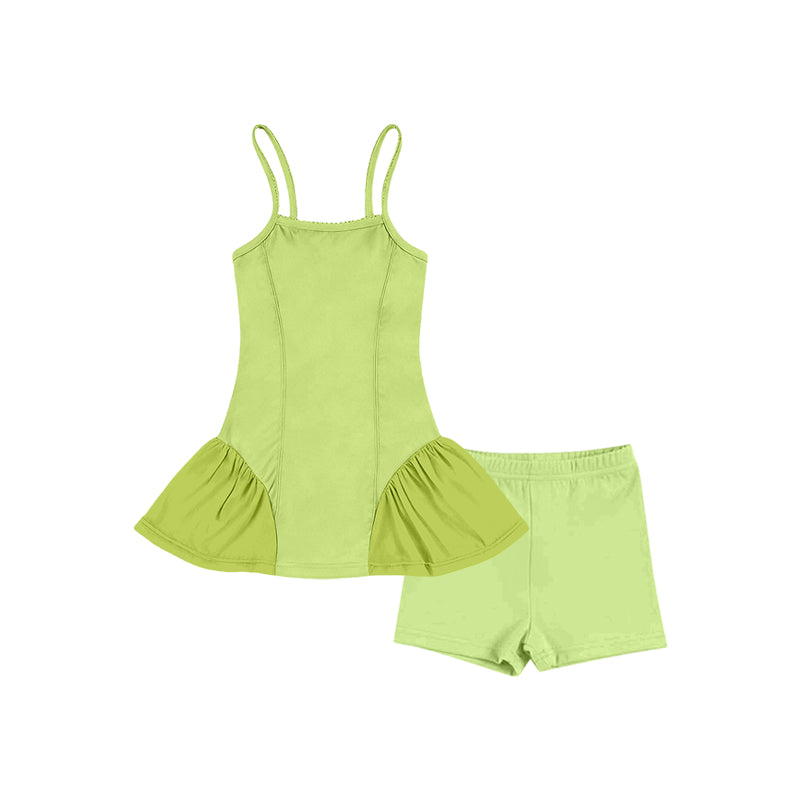 preorder GSSO3263 Yoga Green Top Shorts Girls Set