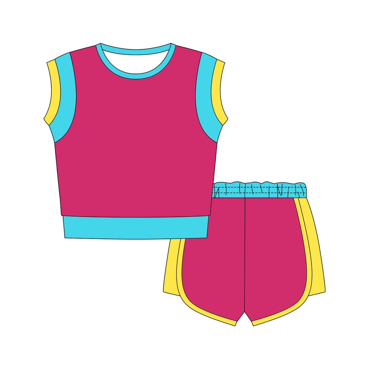preorder GSSO3306 Hot Pink Sleeveless Shorts Girls Set