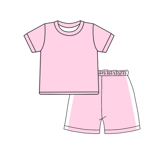 preorder GSSO3310 Pink Short Sleeve Shorts Girls Set