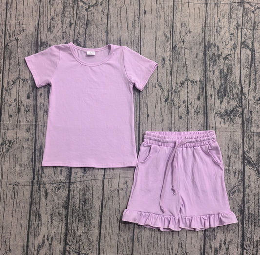 preorder Samples GSSO3350 Light Purple Short Sleeve Shorts Girls Set