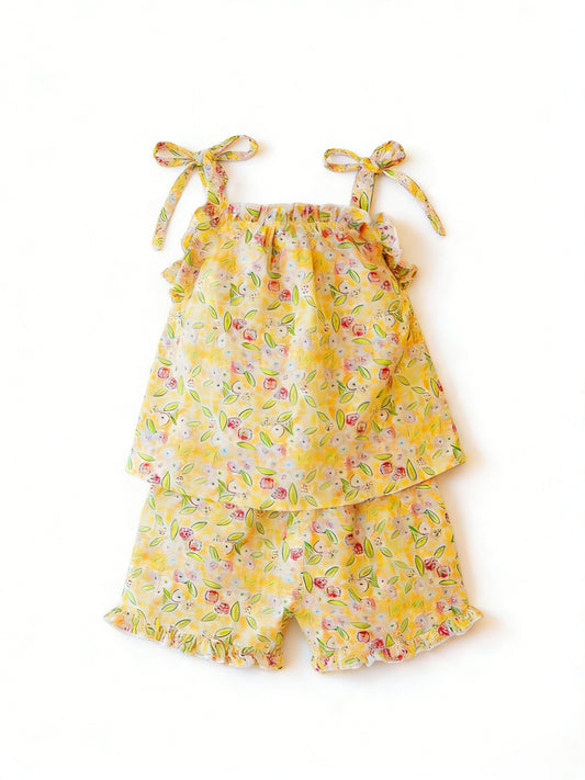 preorder GSSO3414 Flowers Yellow Summer Girls Set