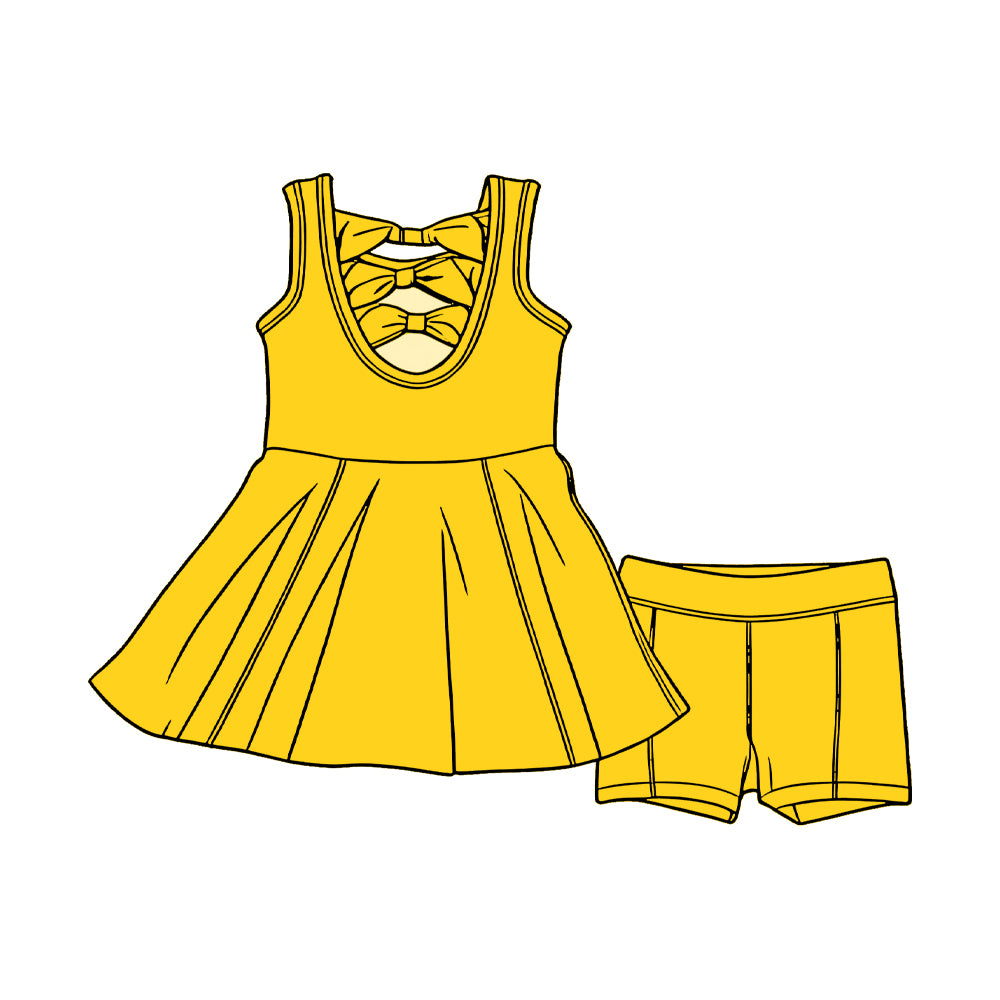 preorder GSSO3451 Yellow Sleeveless Shorts Girls Set