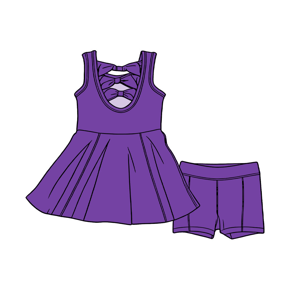 preorder GSSO3452 Purple Sleeveless Shorts Girls Set