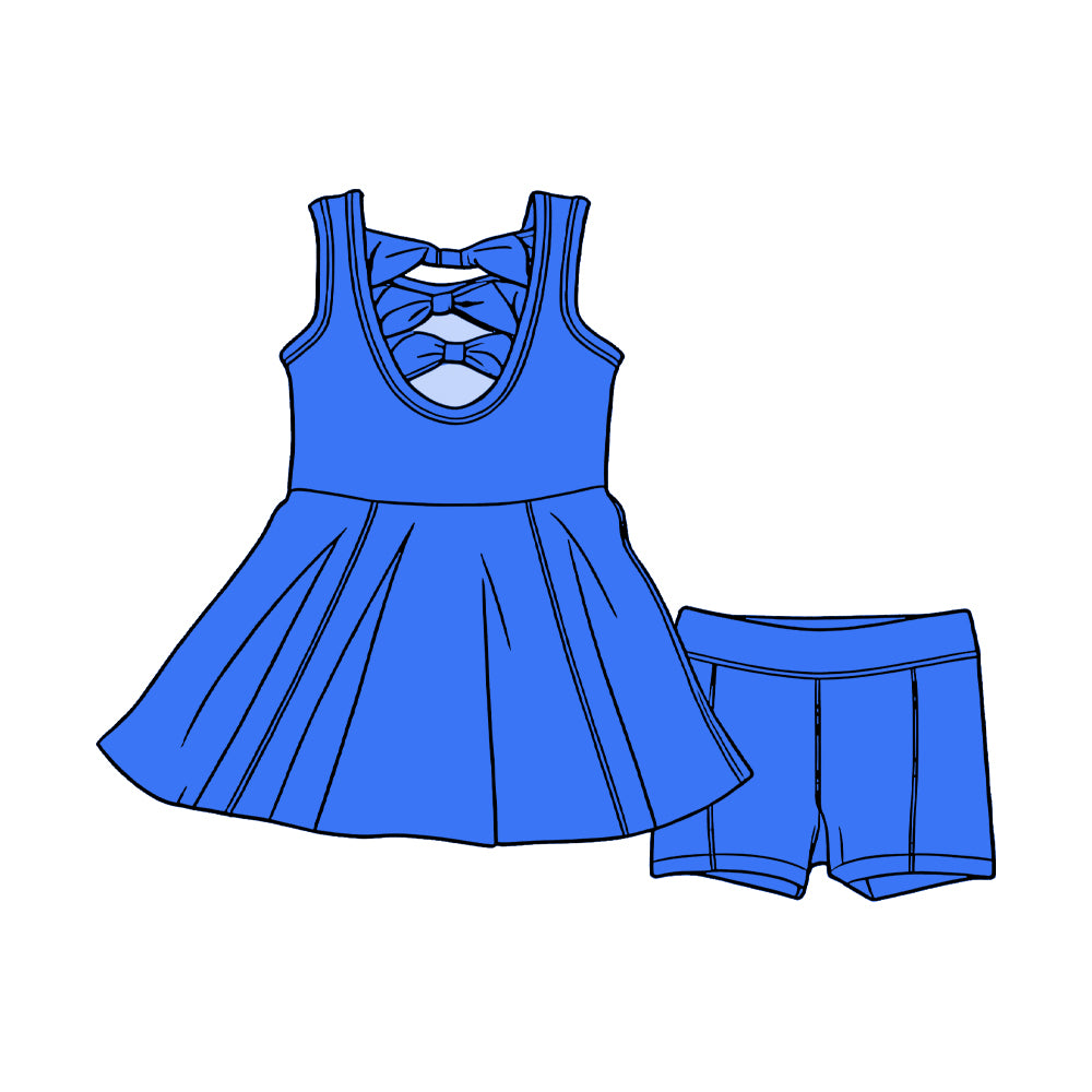preorder GSSO3454 Blue Sleeveless Shorts Girls Set