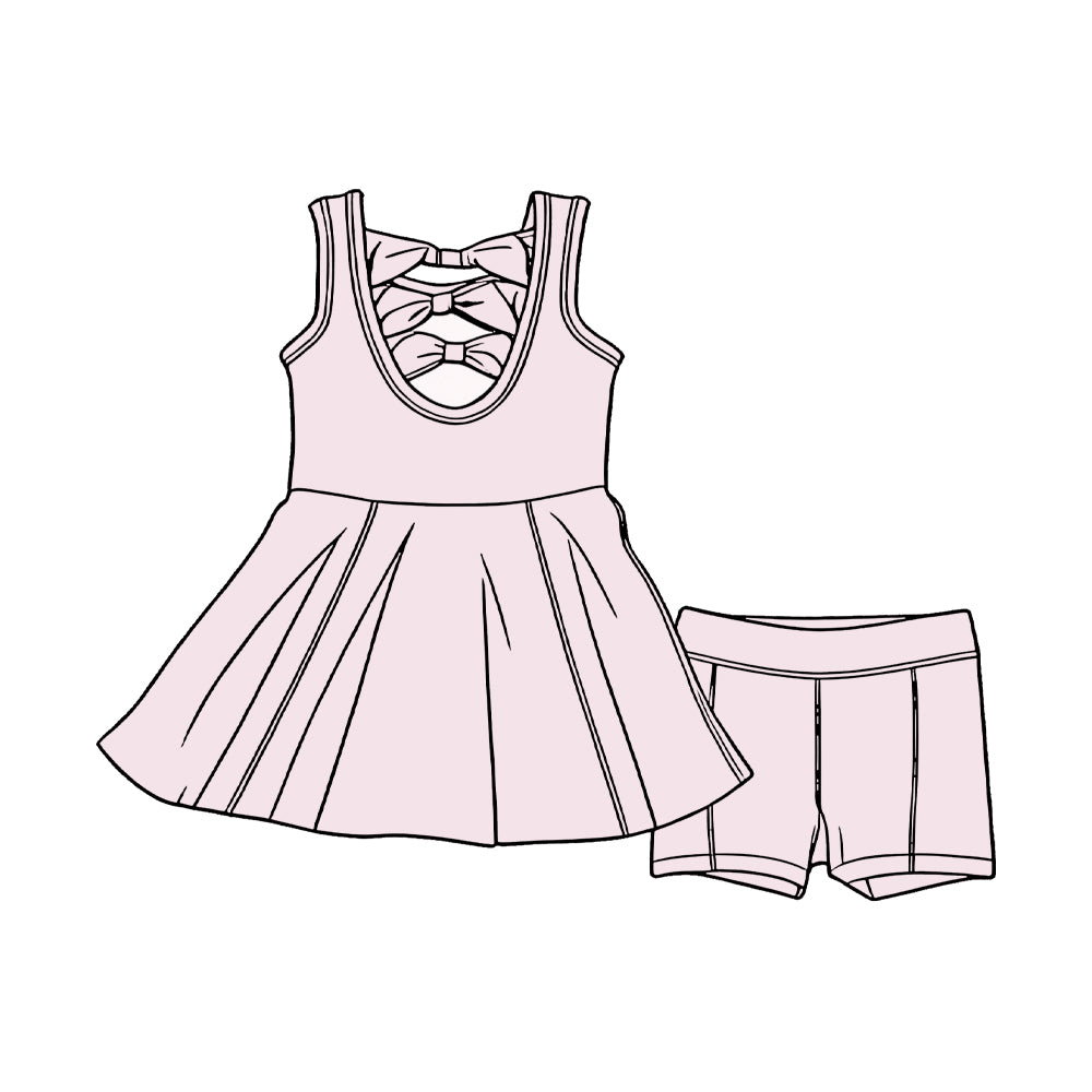 preorder GSSO3457 Light Pink Sleeveless Shorts Girls Set