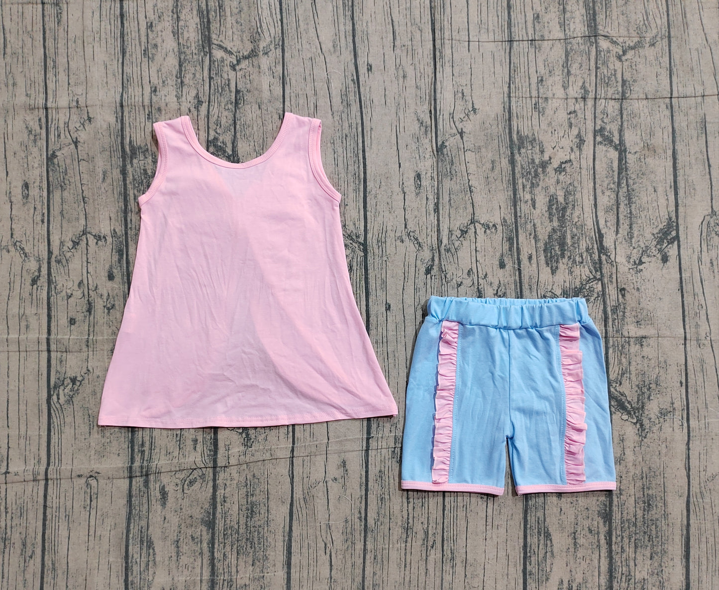 preorder Samples GSSO3462 Cartoon Princess Sleeveless With Bow Shorts Girls Set