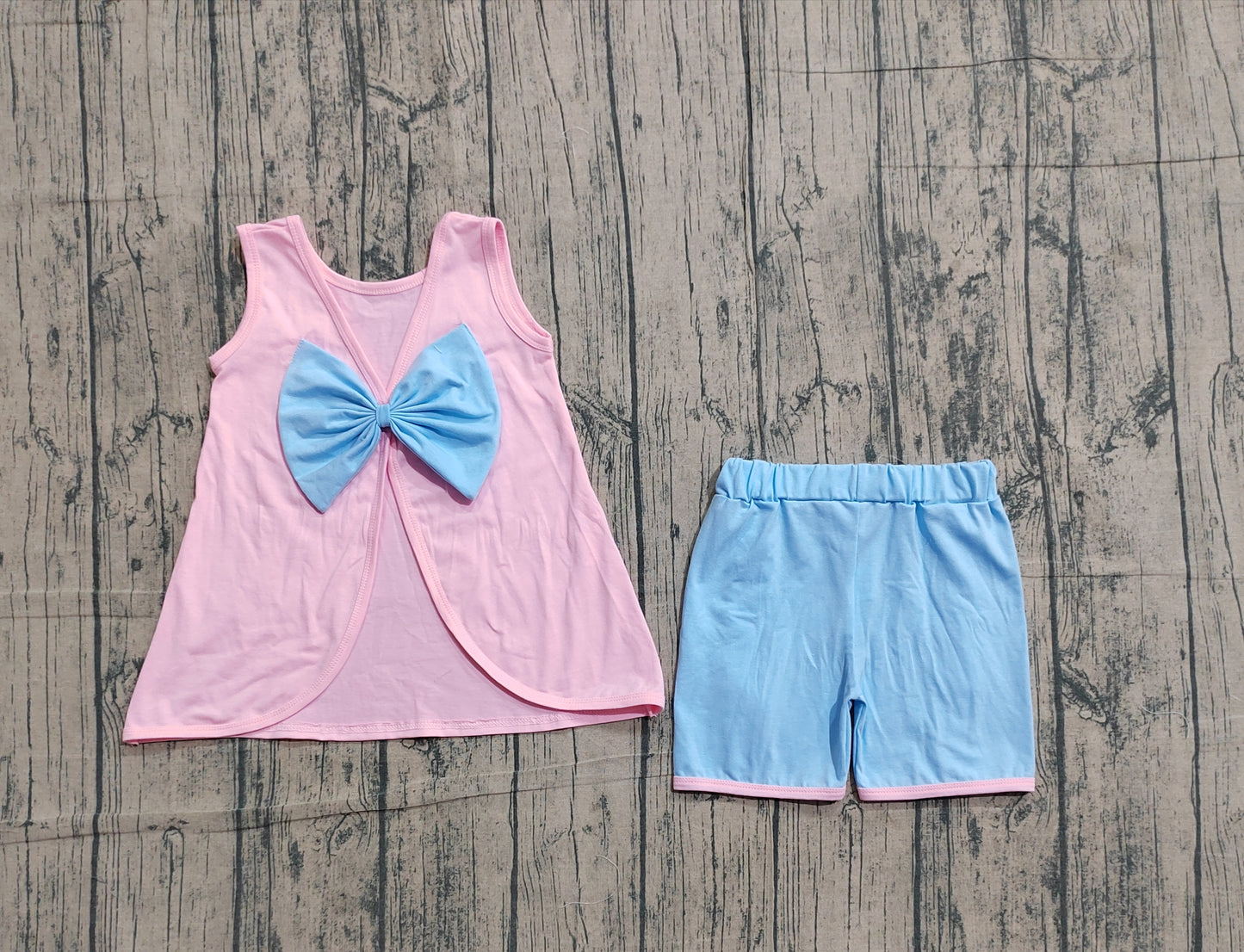 preorder Samples GSSO3462 Cartoon Princess Sleeveless With Bow Shorts Girls Set