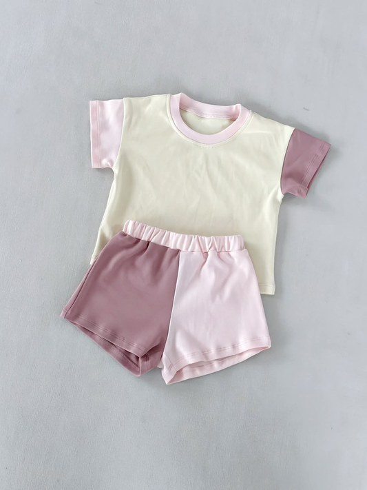 preorder GSSO3503 Purple Pink Short Sleeve Girls Set