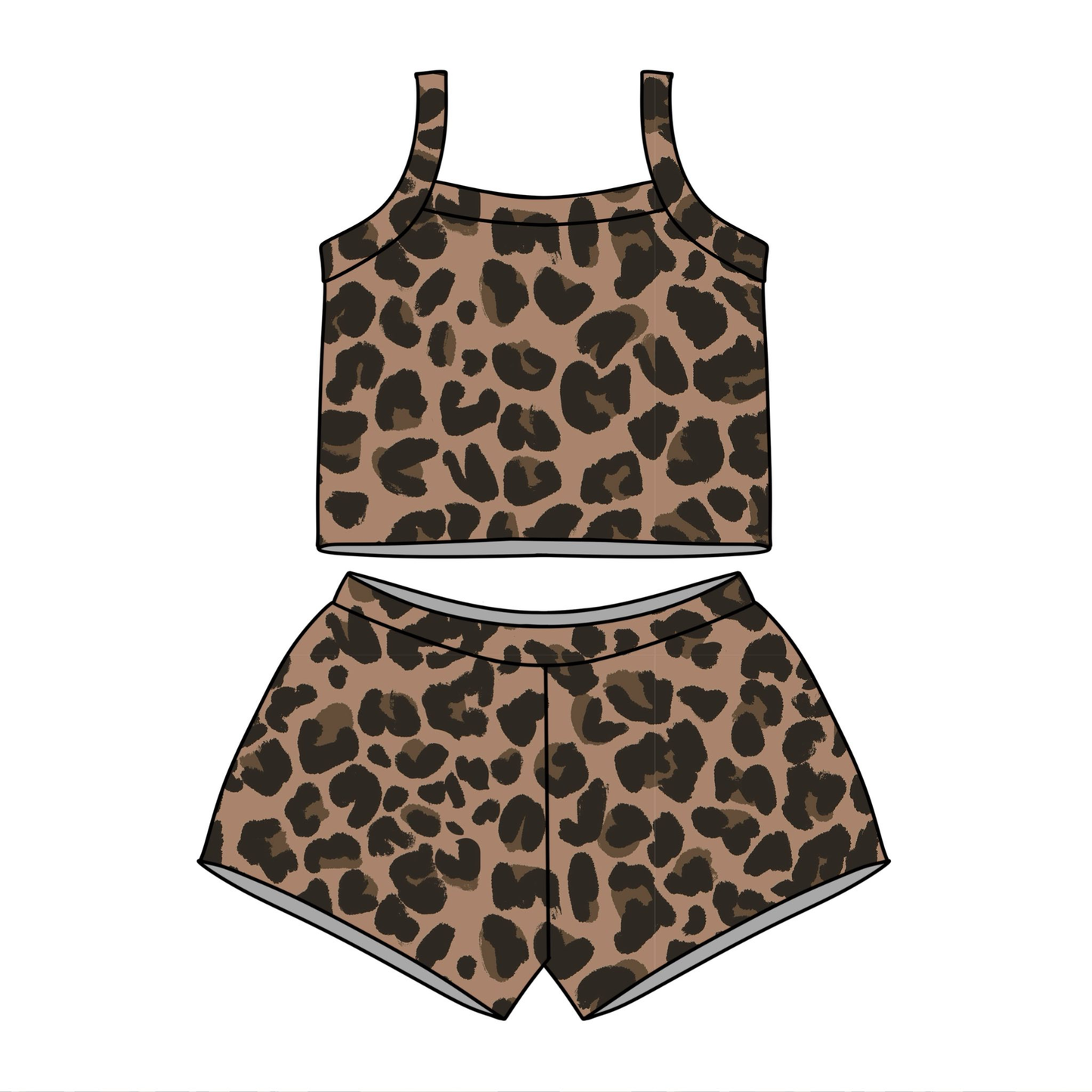preorder GSSO3506 Brown Leopard Summer Girls Set