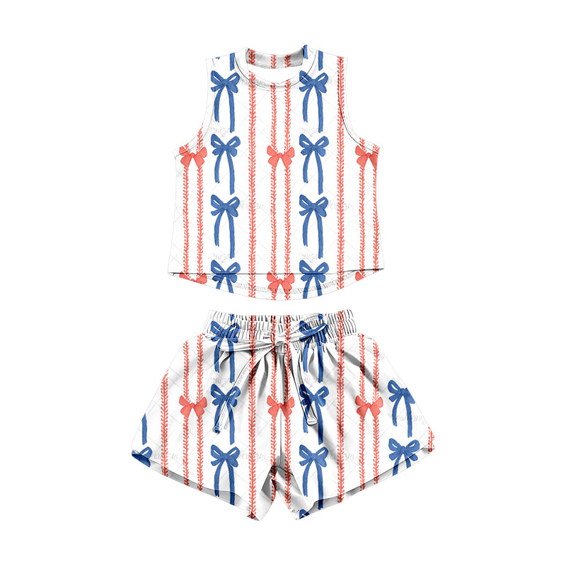 preorder GSSO3515 July 4th Bows Sleeveless Shorts Girls Set